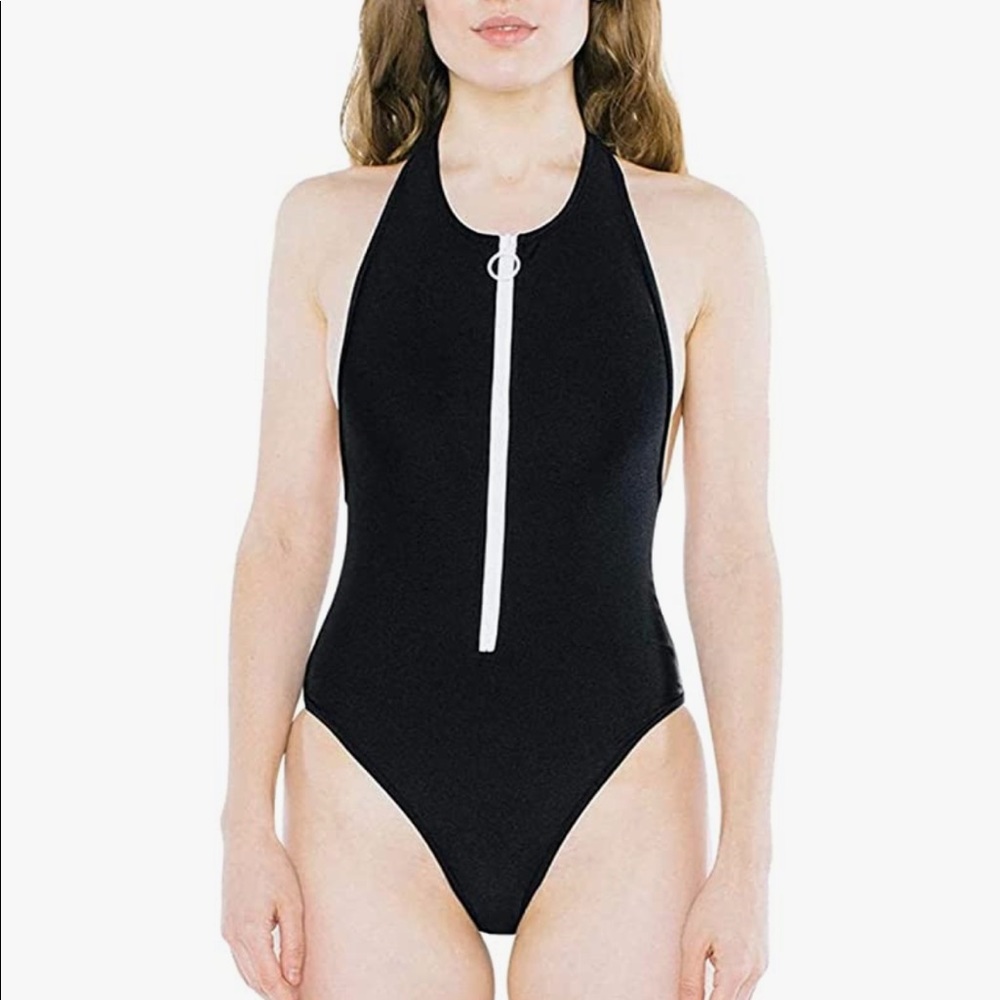 American Apparel Women's Standard Nylon Tricot Zip Up Sleeveless One Piece